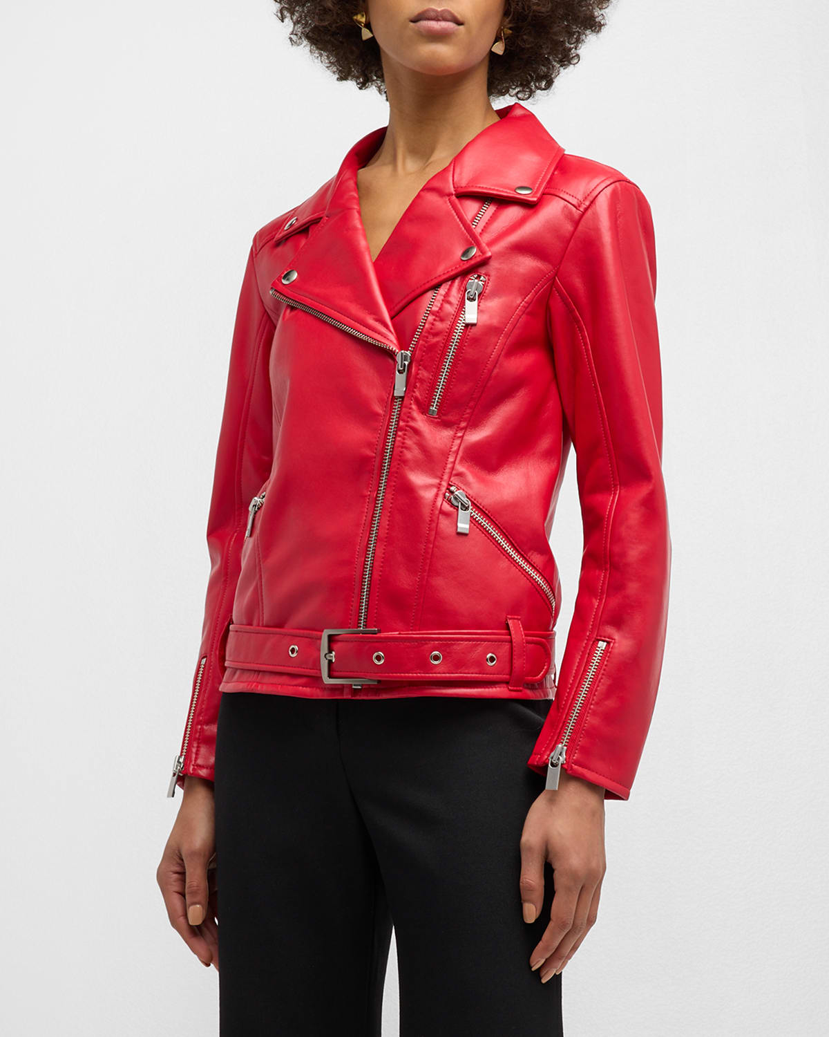 As By Df Brando Recycled Leather Boyfriend Jacket In Coco Red