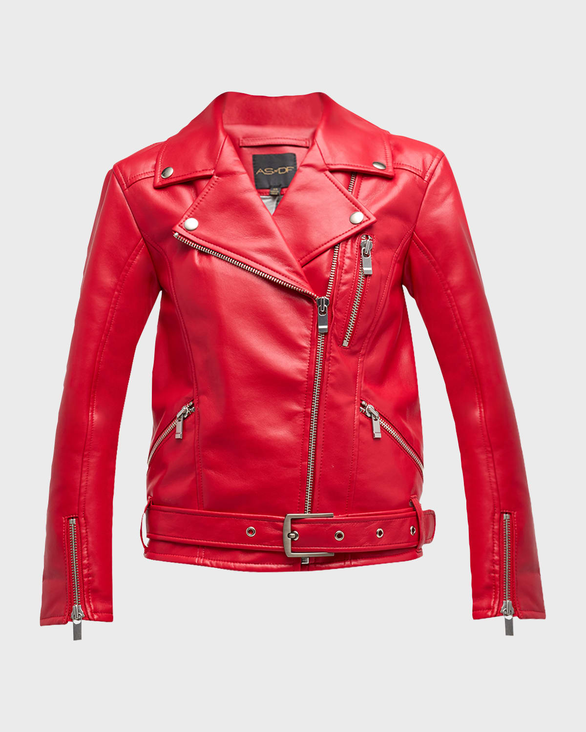 As By Df Brando Recycled Leather Boyfriend Jacket In Coco Red