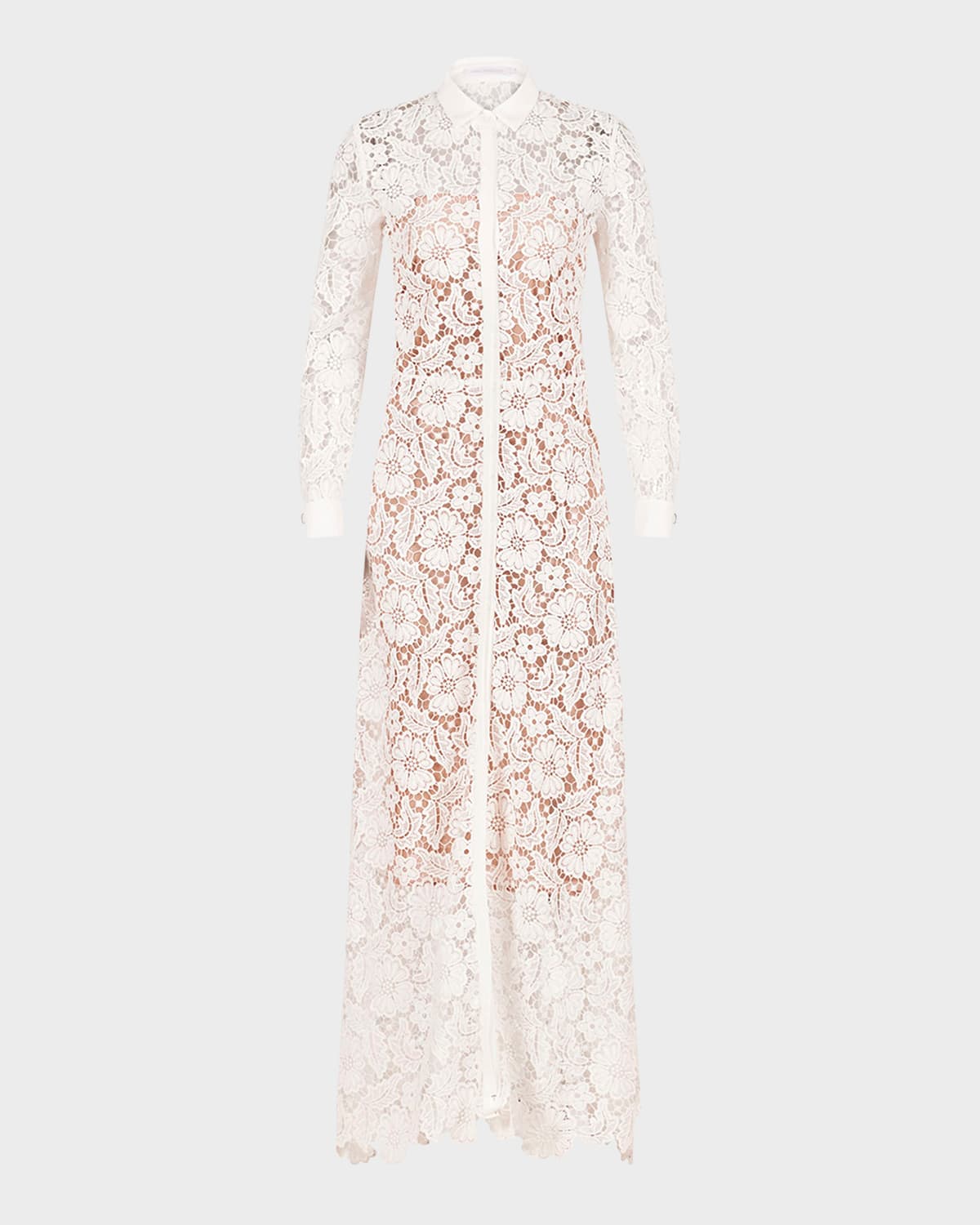 chinese dress ladies Off White Lace Maxi Dress With Belt