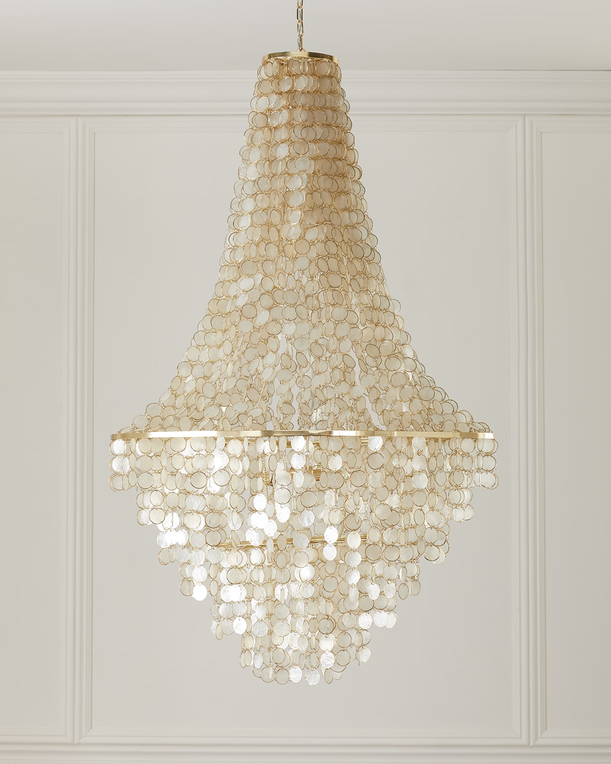 Neiman Marcus Alexandra Capiz Chandelier In Gold