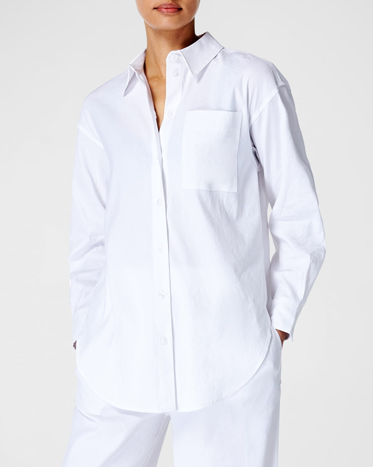 Sweaty Betty Stretch Linen Relaxed Button-front Shirt In White