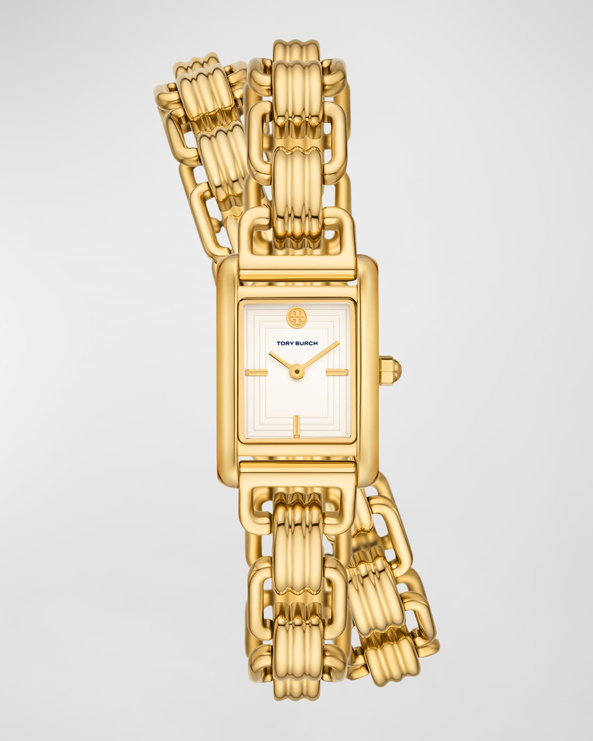 Shop Tory Burch The Eleanor Mini Double Wrap Watch In Gold