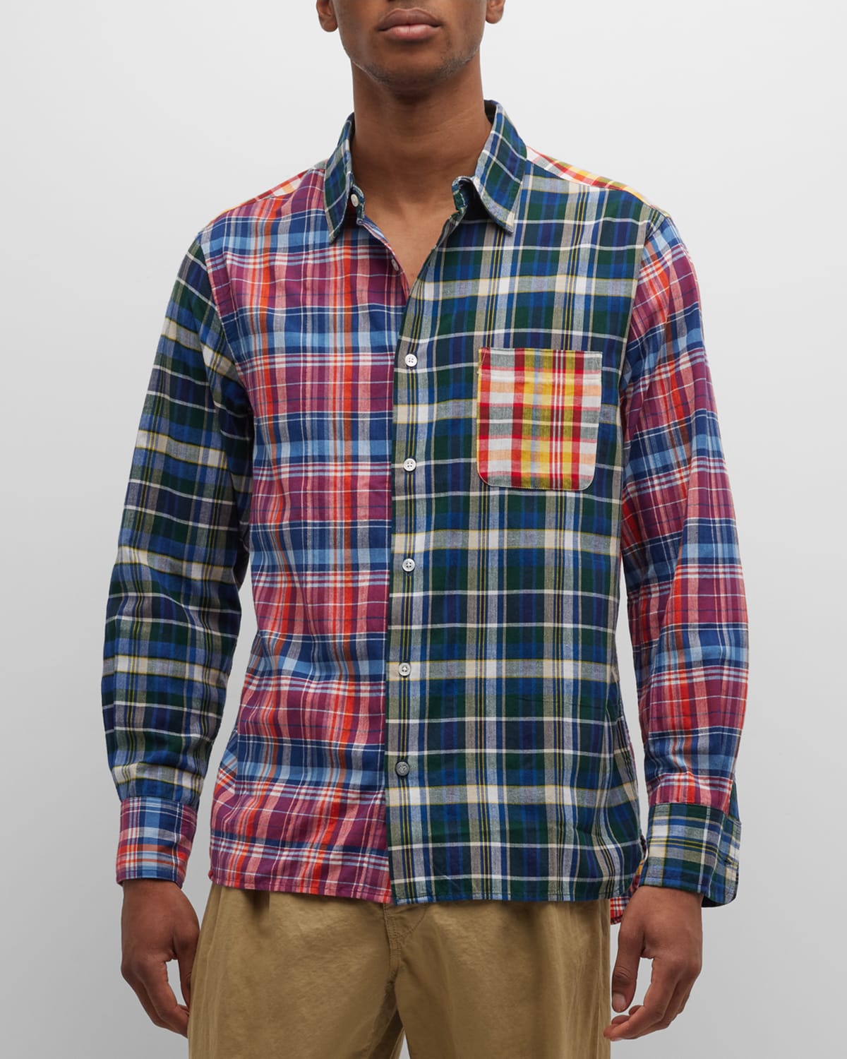 Men's Patchwork Check Sport Shirt