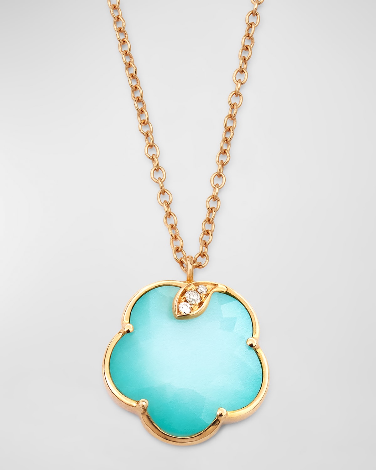Pasquale Bruni 18k Rose Gold Turquoise, Moonstone, And Diamond Pendant Necklace In Green