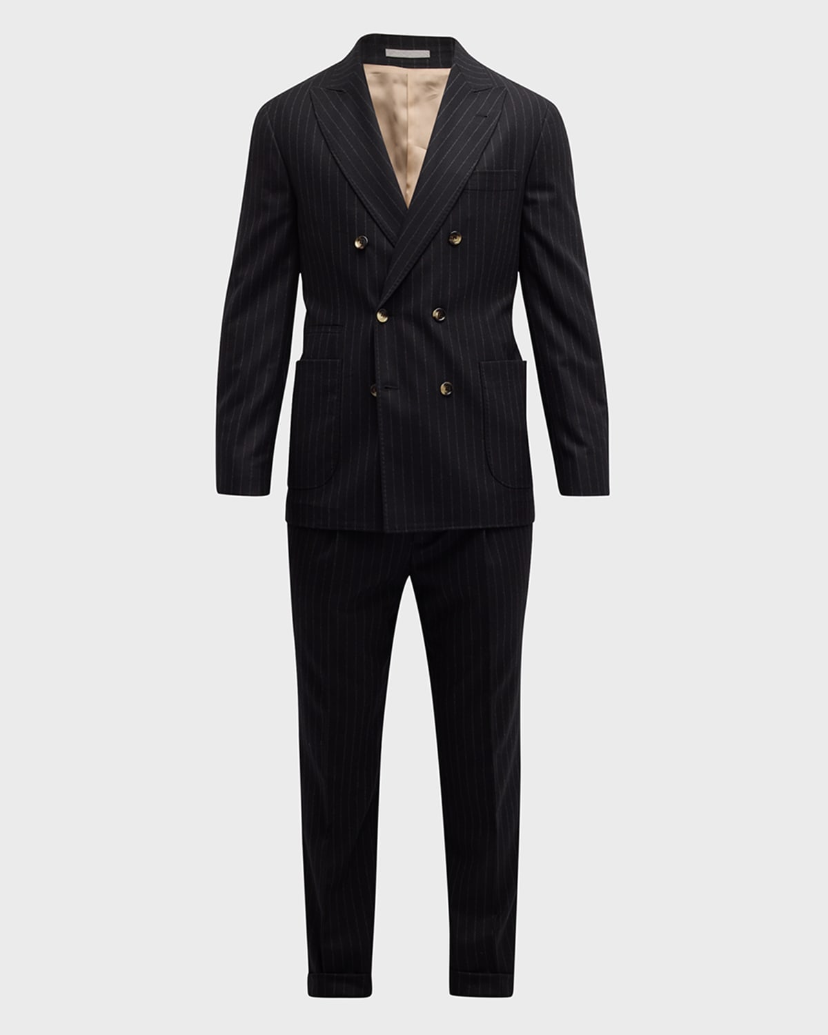 Men's Pinstriped Flannel Double-Breasted Suit
