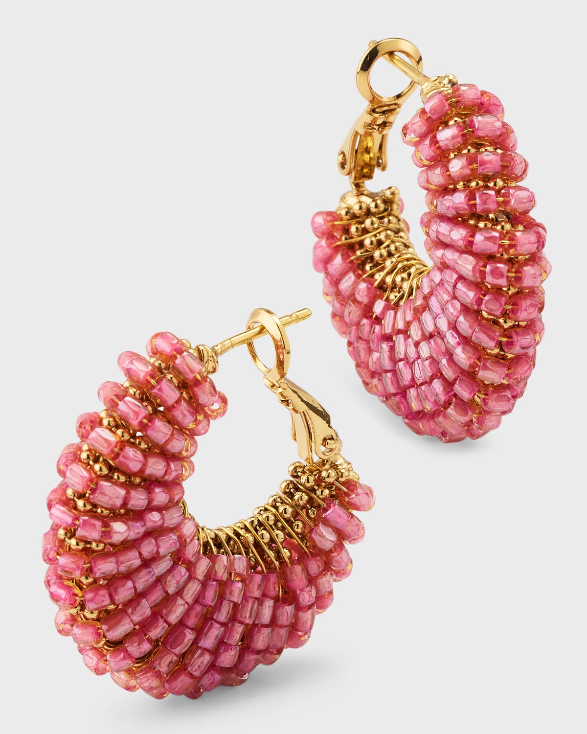 Shop Gas Bijoux Izzia Blue Apatite Hoop Earrings In Pink