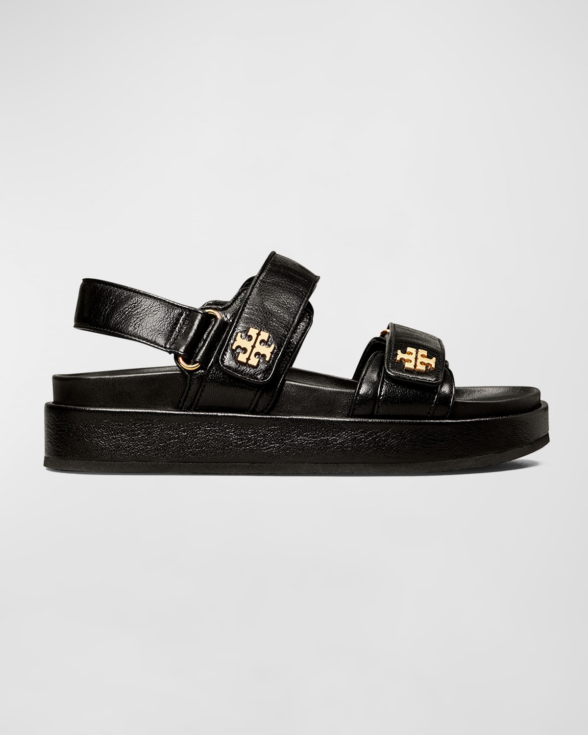 Tory Burch Kira Leather Dual-band Sport Sandals In Perfect Black
