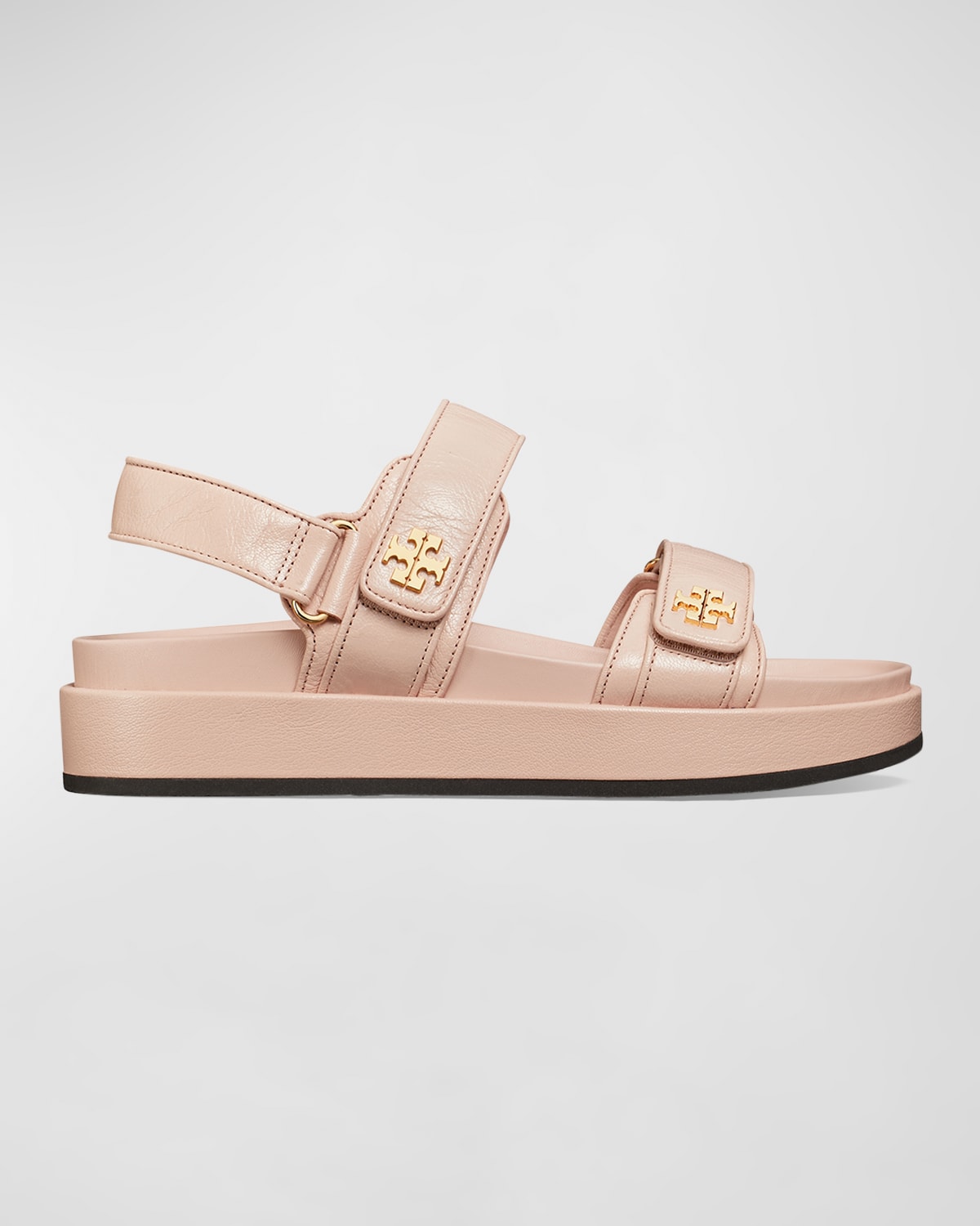 Shop Tory Burch Kira Leather Dual-band Sport Sandals In Shell Pink
