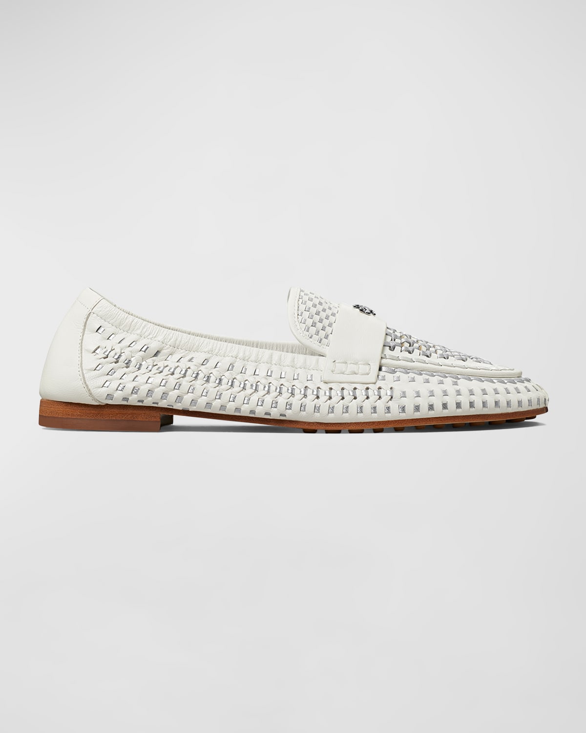 Tory Burch Women's Woven Leather Ballet Loafers In Purity Silver
