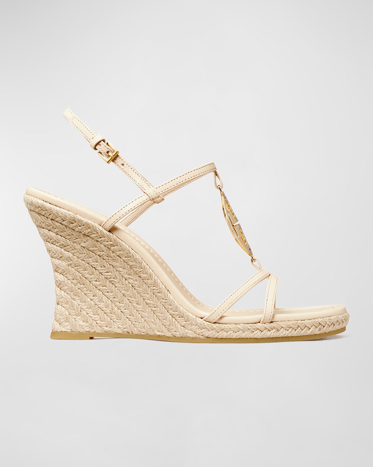 Tory Burch Capri Miller Medallion Wedge Espadrilles In Caramel