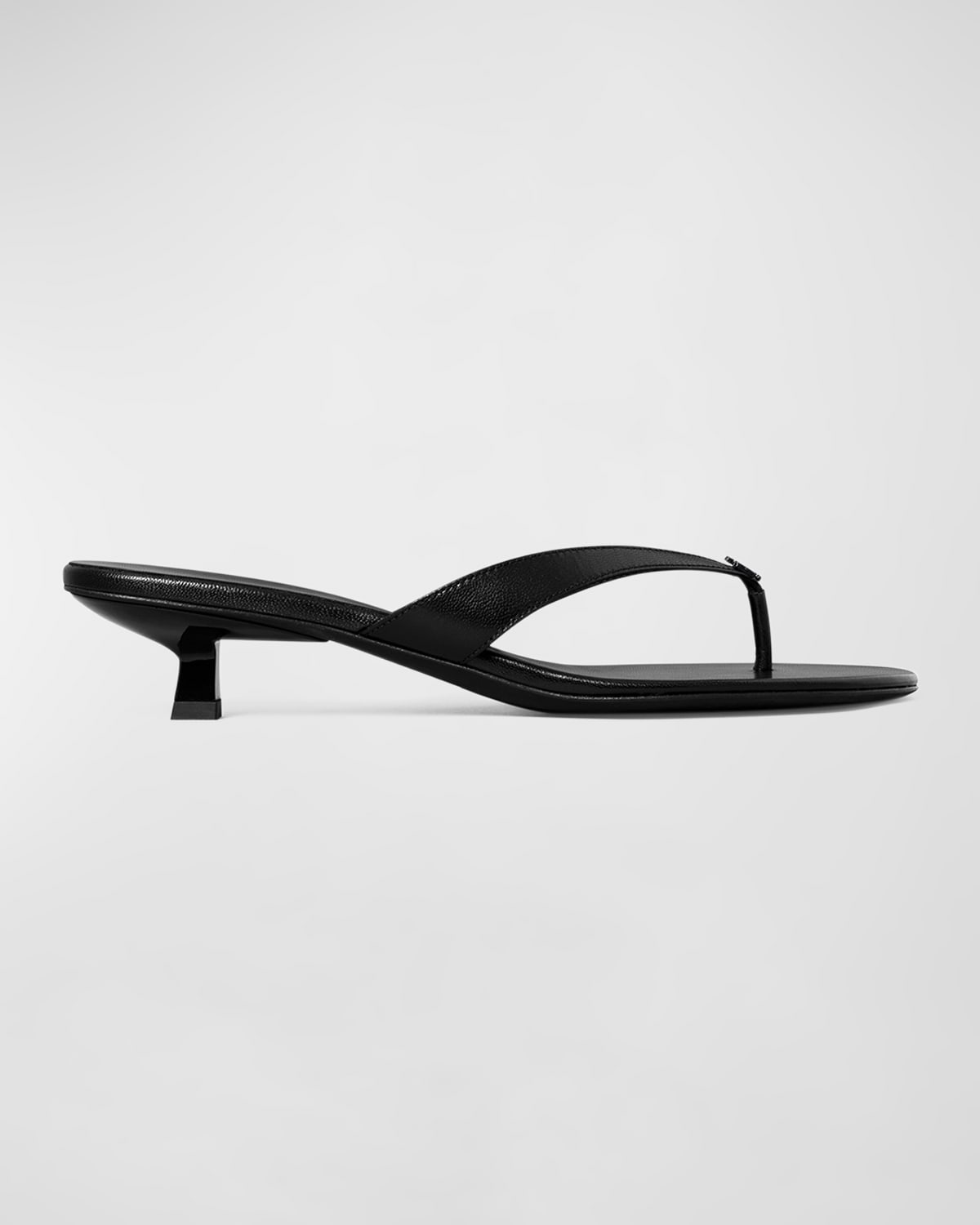 Shop Tory Burch Capri Leather Kitten-heel Thong Sandals In Perfect Black
