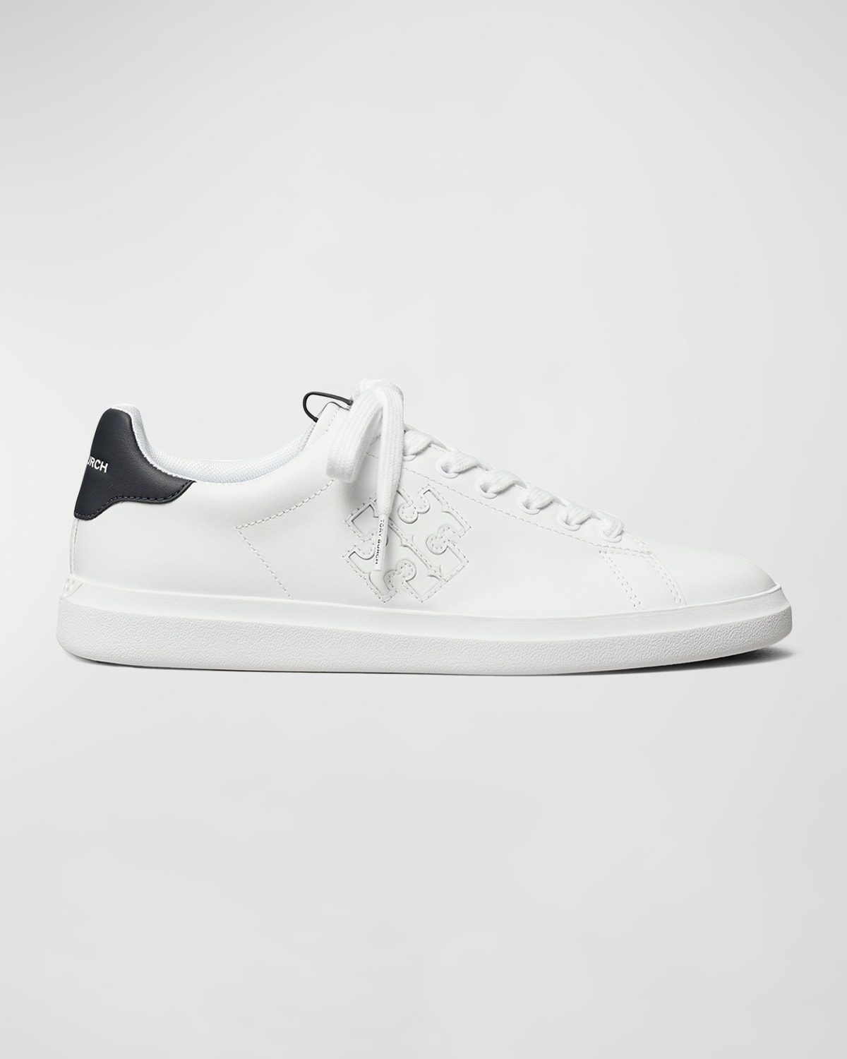 Shop Tory Burch Double T Howell Low-top Leather Sneakers In White / Perfect N