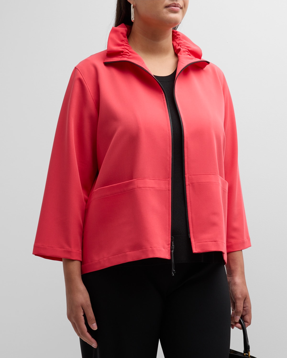 Caroline Rose Plus Plus Size Zip-Front Gabardine Travel Jacket