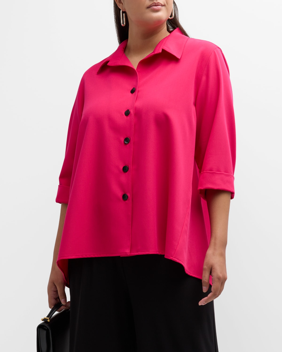 Caroline Rose Plus Plus Size Button-Down Gabardine Travel Shirt