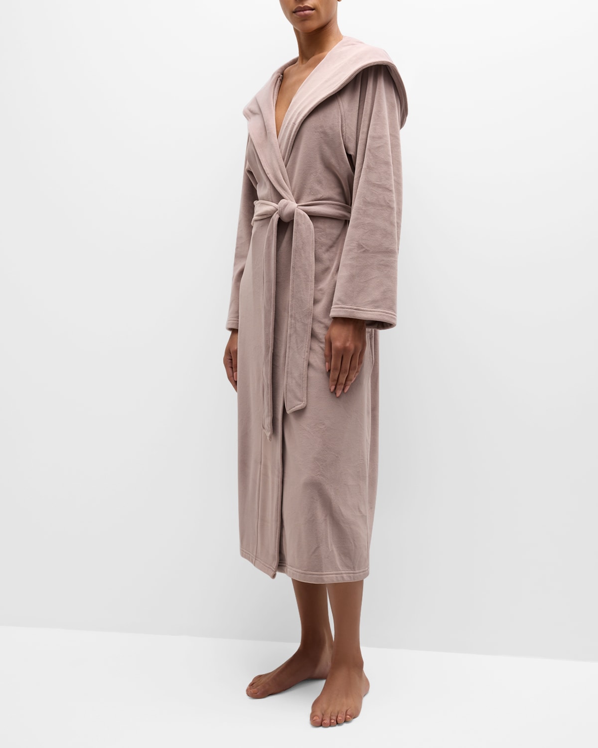 Shop Barefoot Dreams Luxechic Hooded Wrap Robe In Deep Taupe