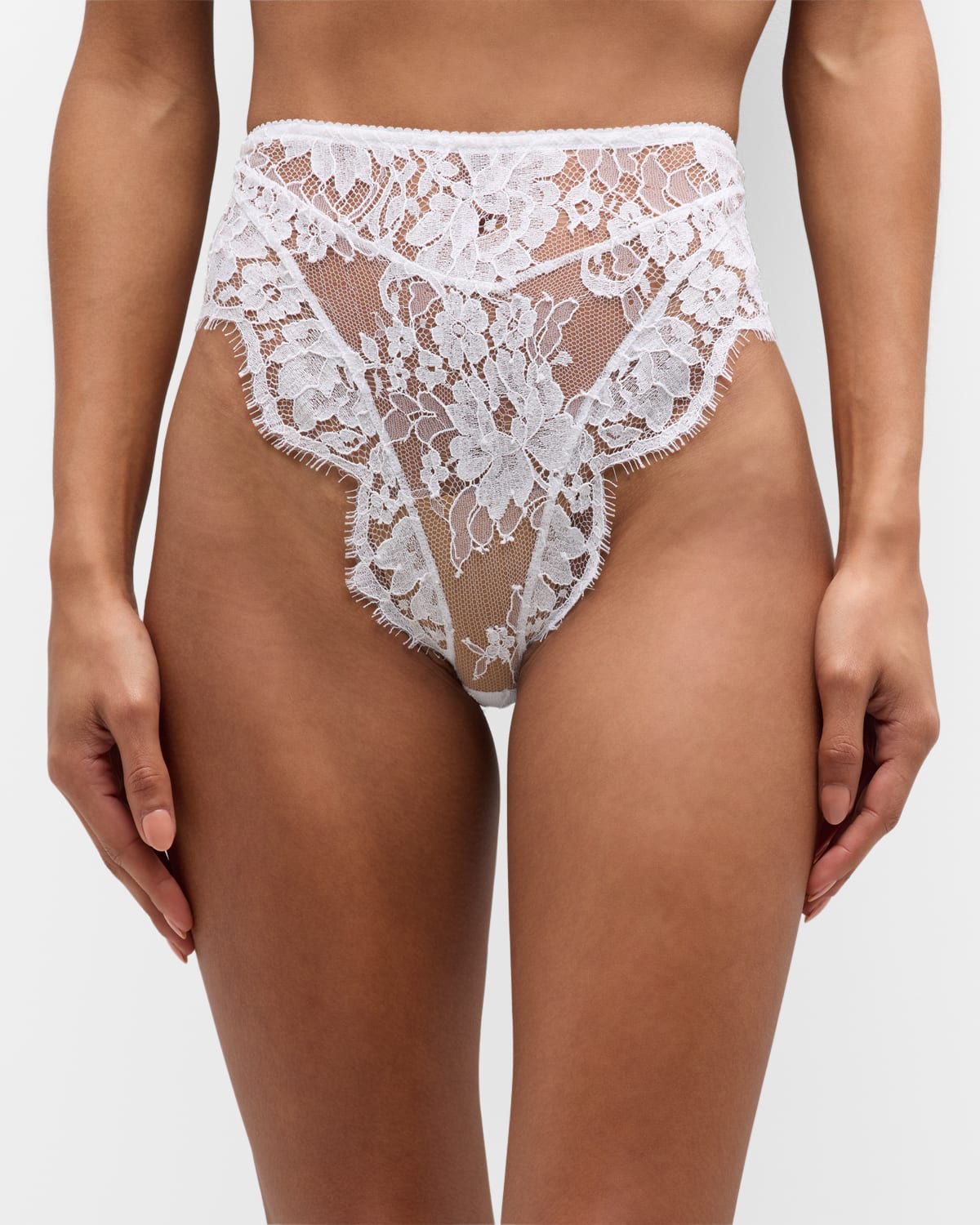 Dolce & Gabbana High Waist Lace Panties In White