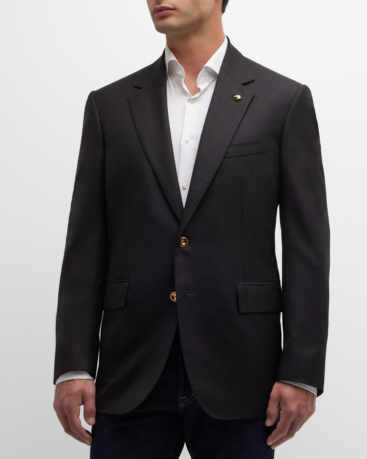 Stefano Ricci Men's Cashmere-wool Two-button Blazer In Black