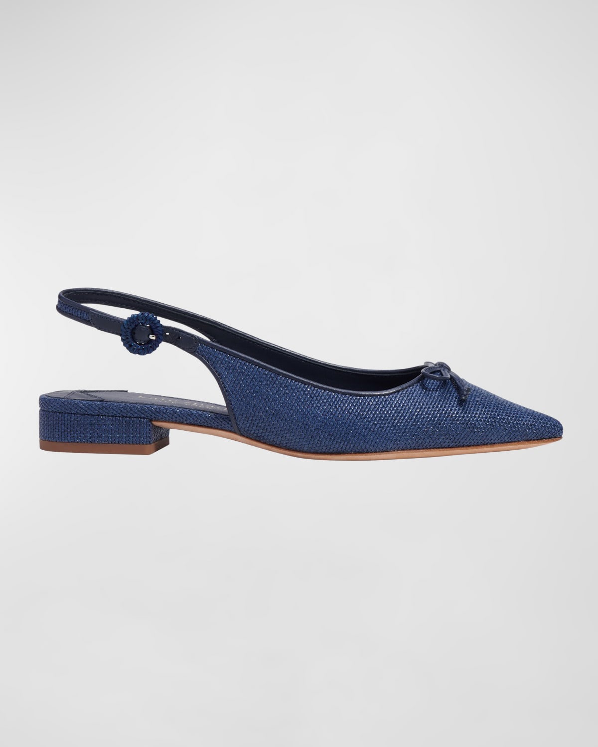 Kate Spade Veronica Raffia Sling-back Pointed Ballet Flats In Blazer Blue