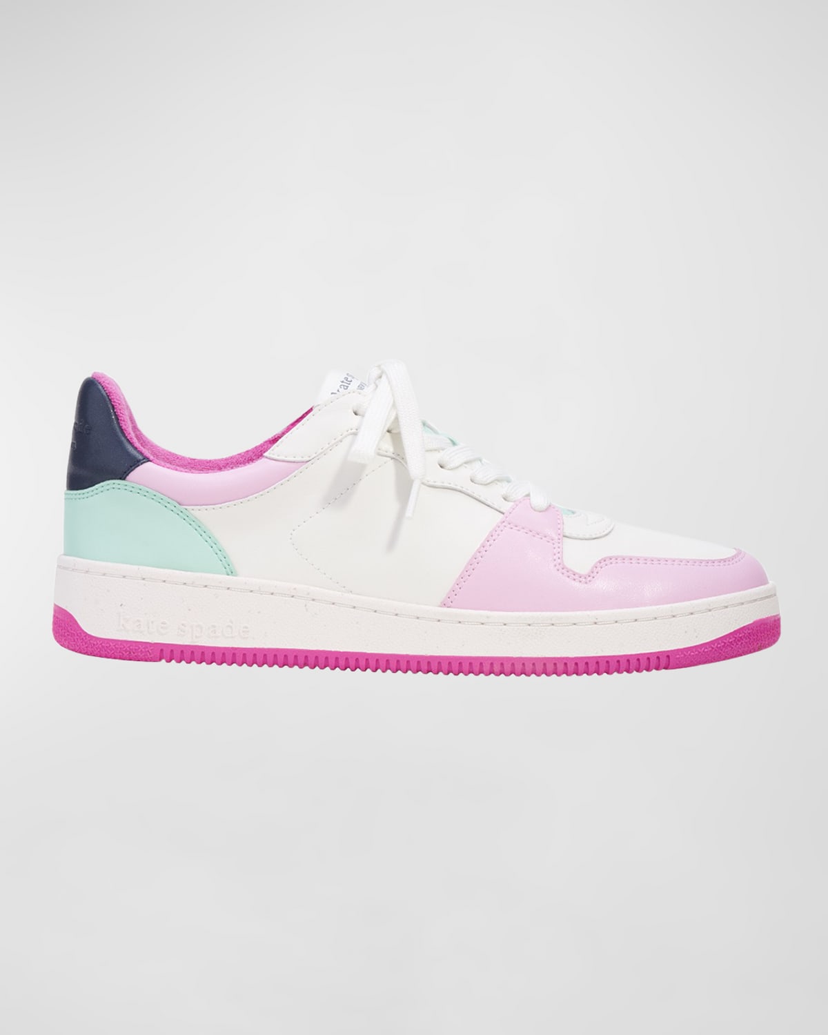 Kate Spade Bolt Leather Patchwork Flatform Sneakers In Opt Wht/ Violet B