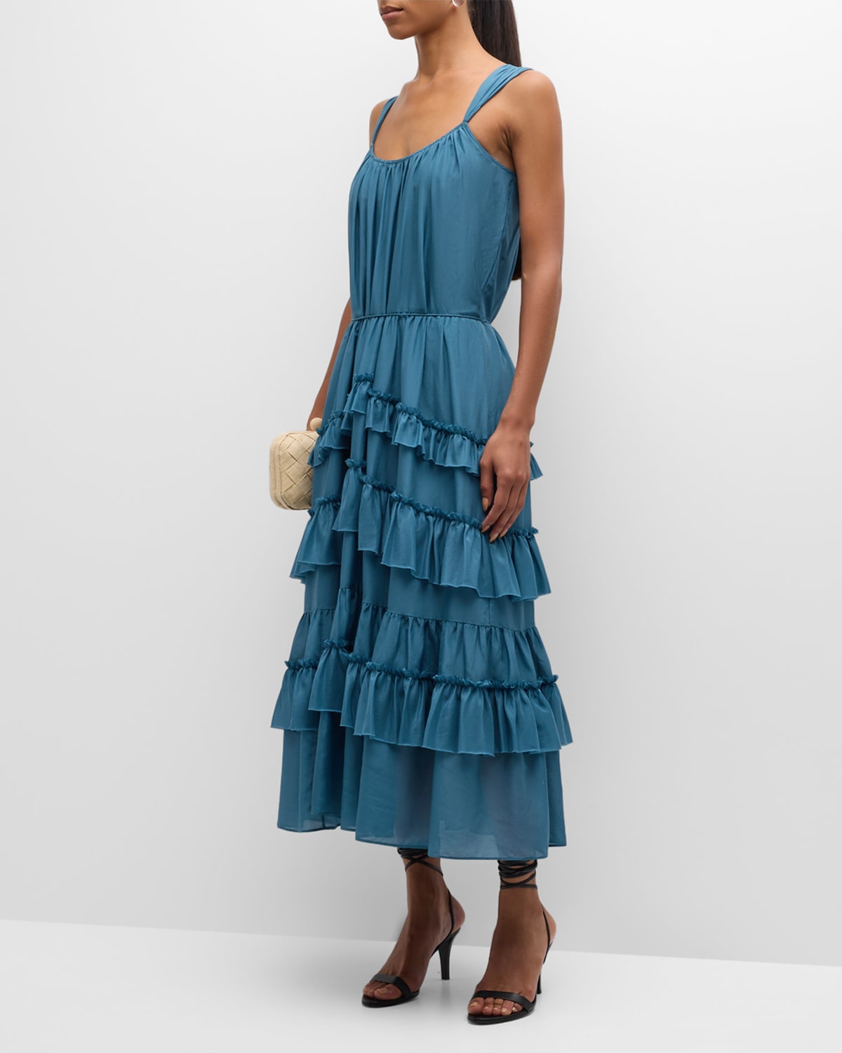 Cinq À Sept Kandra Tiered Skirt Maxi Dress In Blue