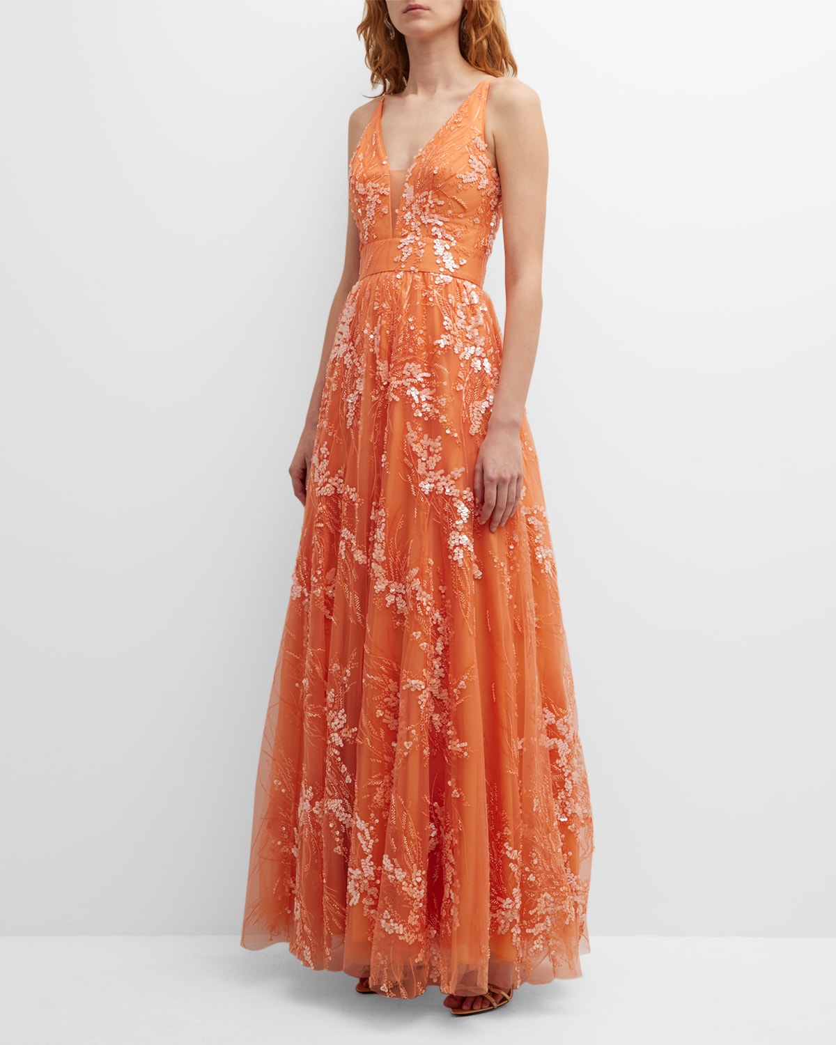 Samira Sleeveless Bead & Sequin Gown