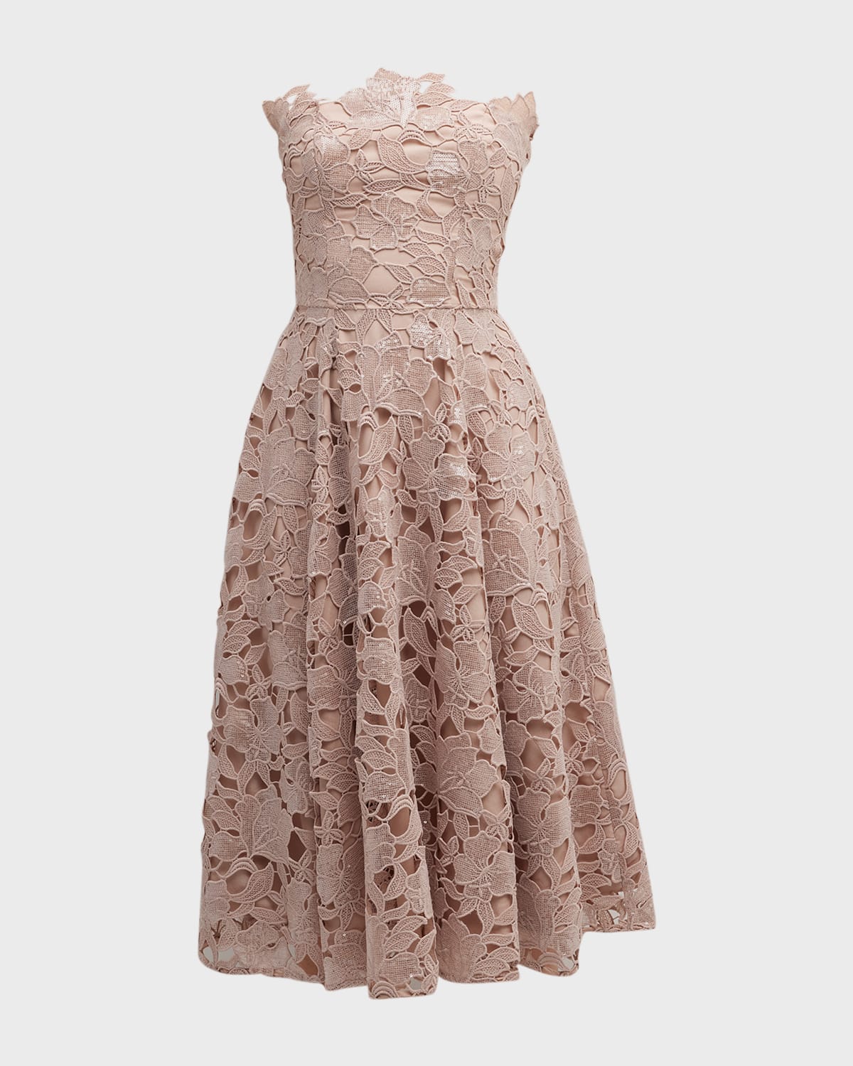 Ruby Strapless Sequin Lace Midi Dress