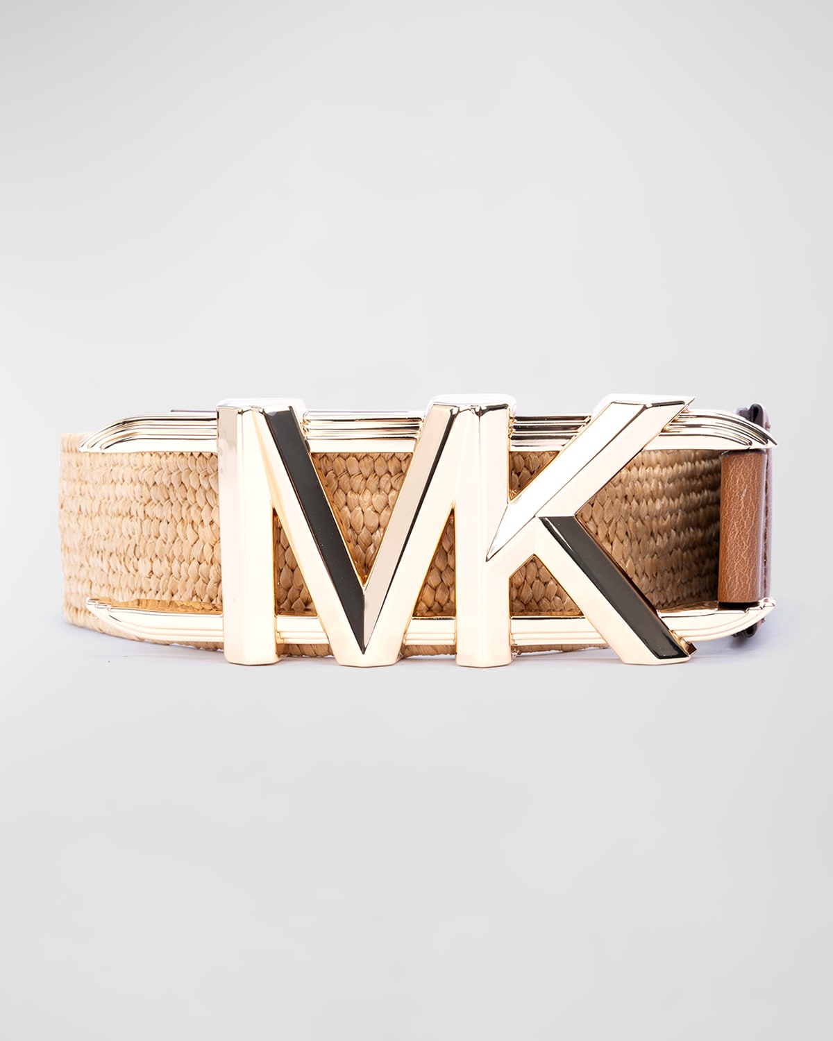 Stretch Straw Belt With MK Logo Buckle