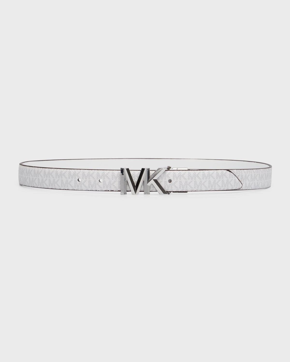 Michael Kors Monogram Reversible Leather Belt In 100 Bright White
