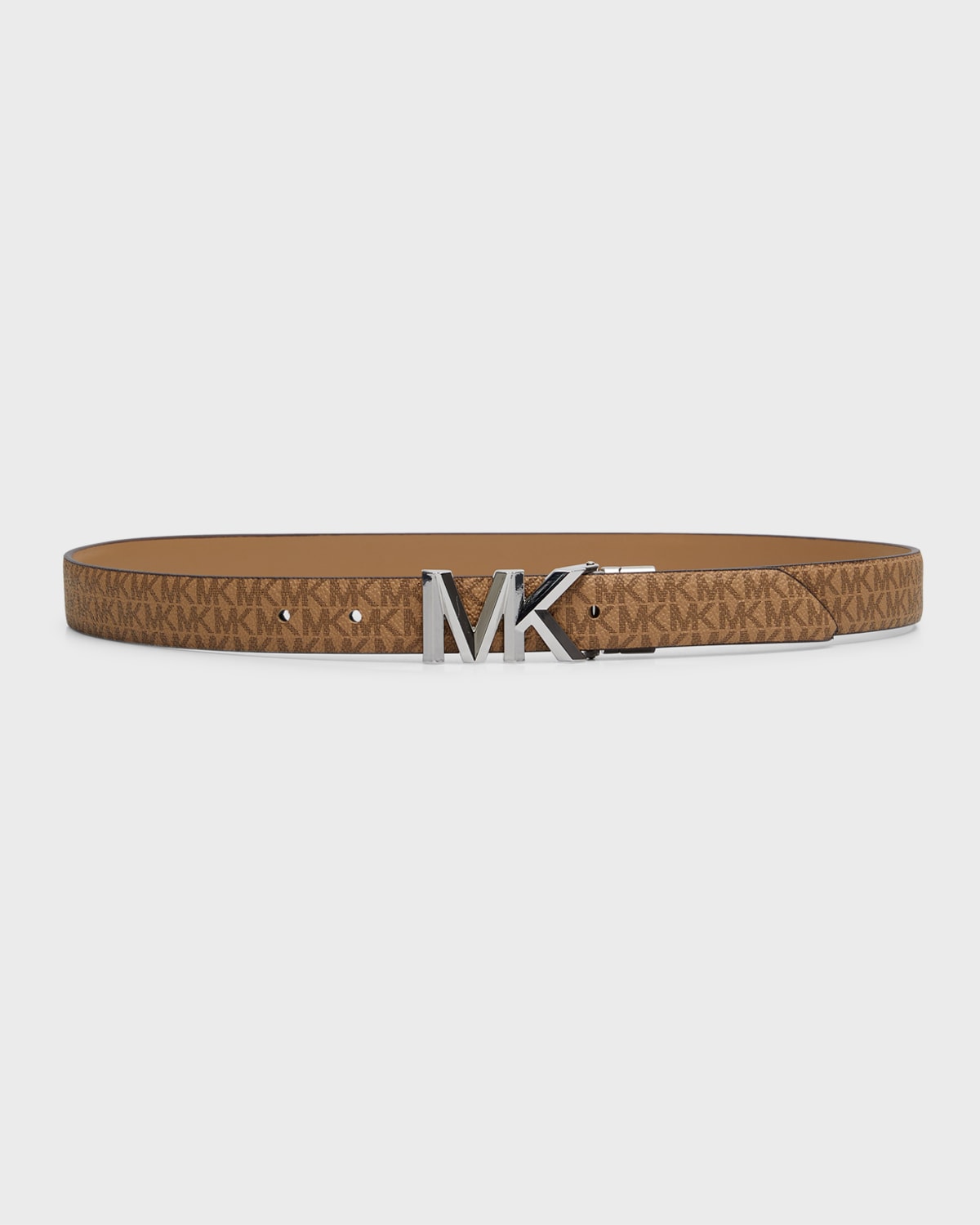 Michael Kors Reversible Logo Leather Belt In 230 Camel Logo Re