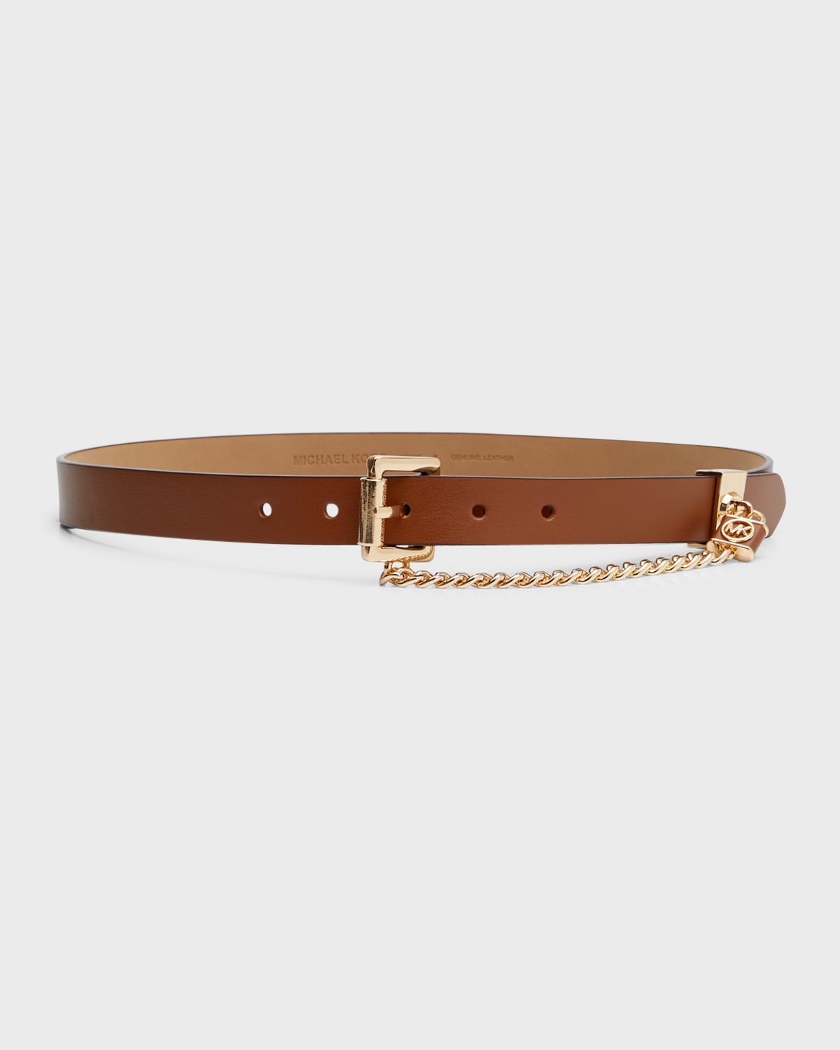 Michael Kors Swag Chain Leather Belt In 001 Black Gold