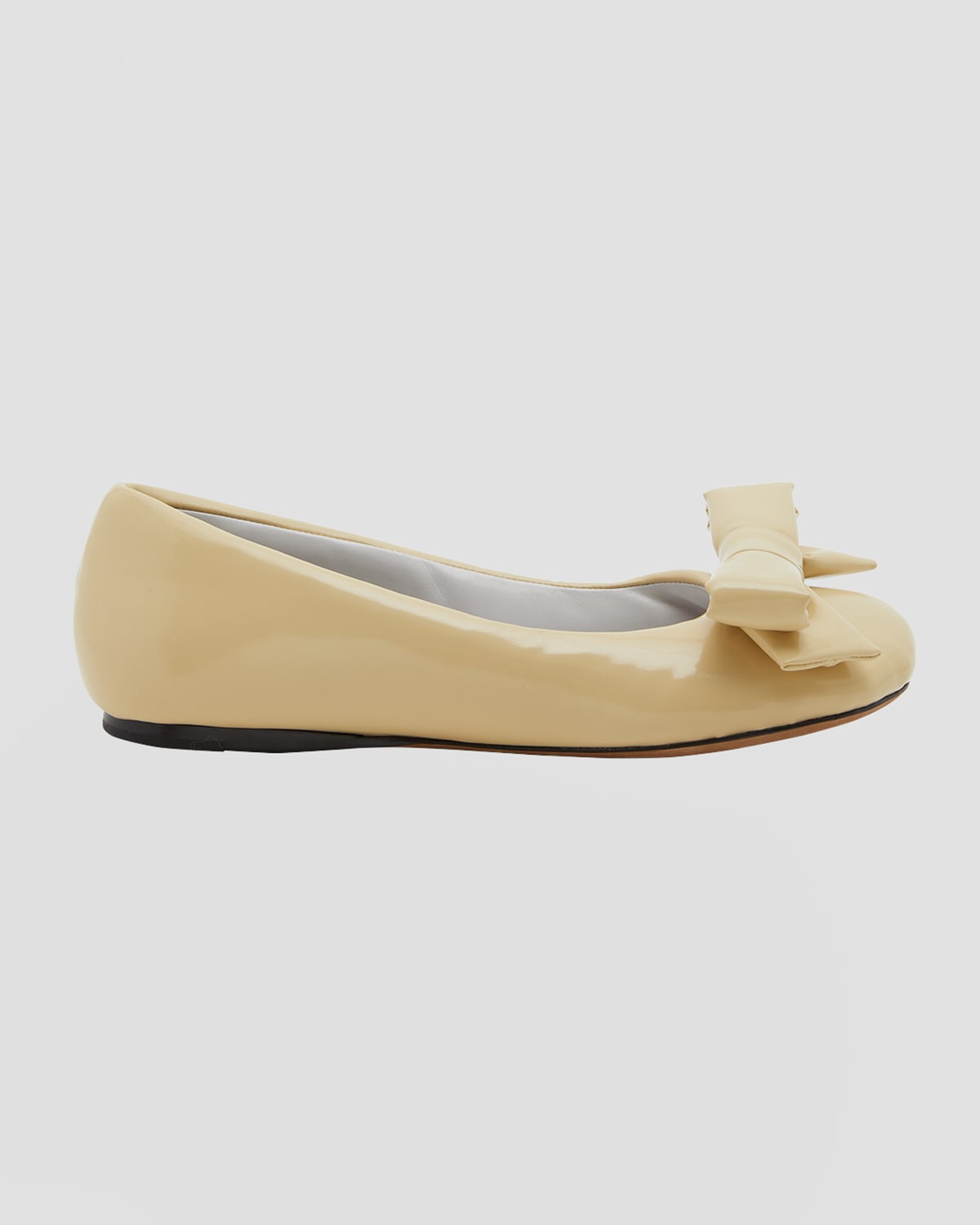 Loewe Puffy Patent Leather Ballerina Flats In Oat Milk