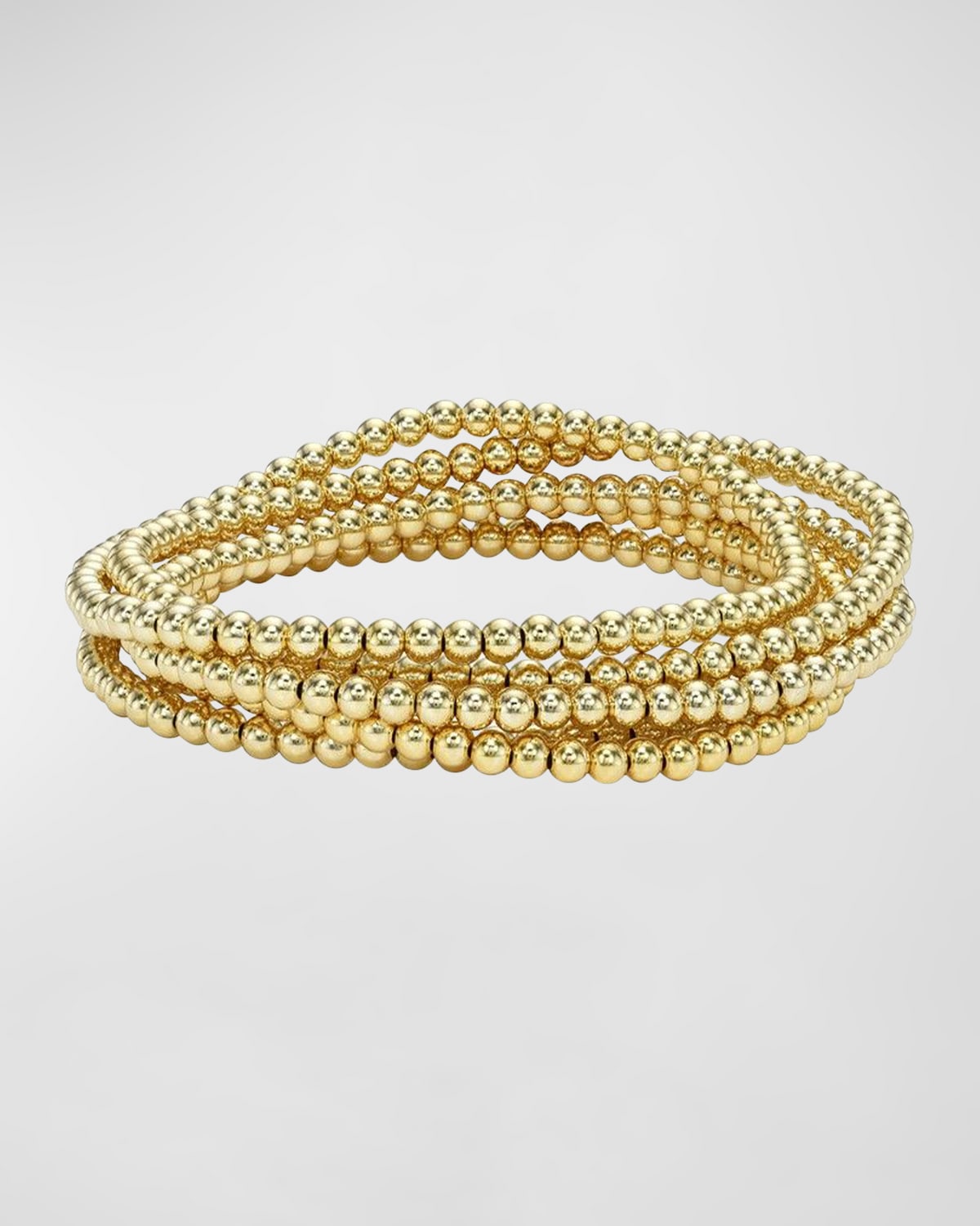 3mm Gold-Fill Bead Bracelet Stack, Set of 5