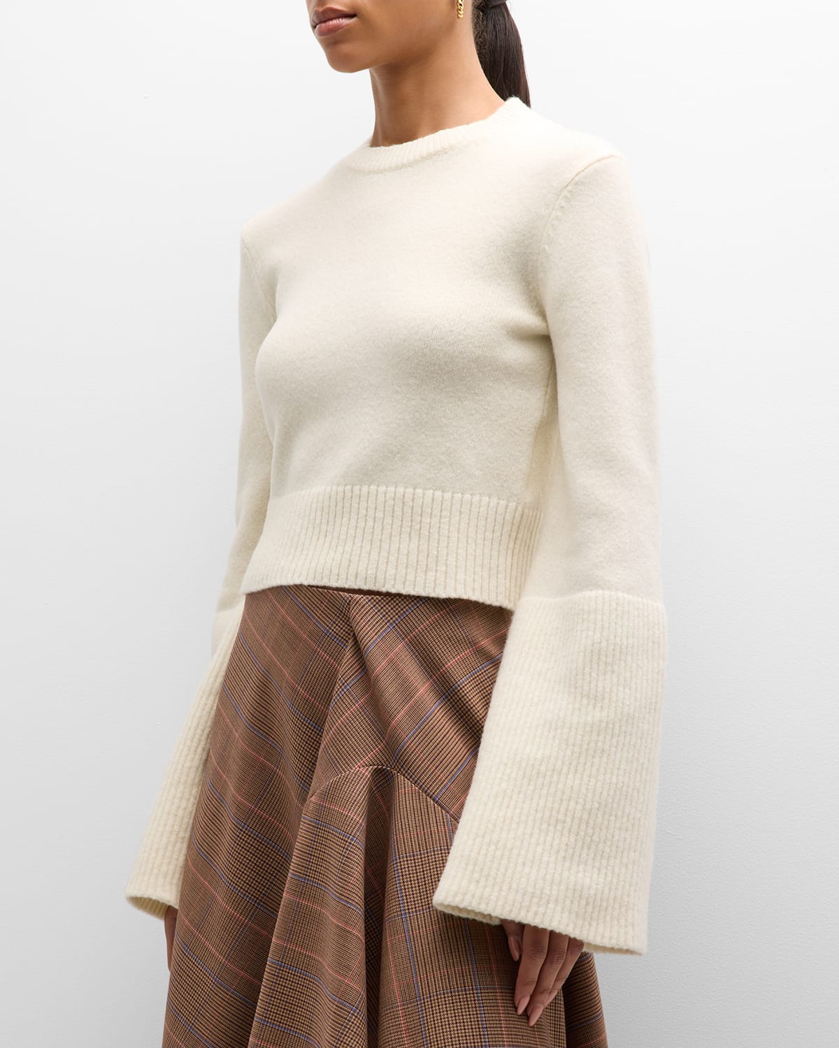 Shop A.l.c Clover Crewneck Wool-blend Sweater In Natural