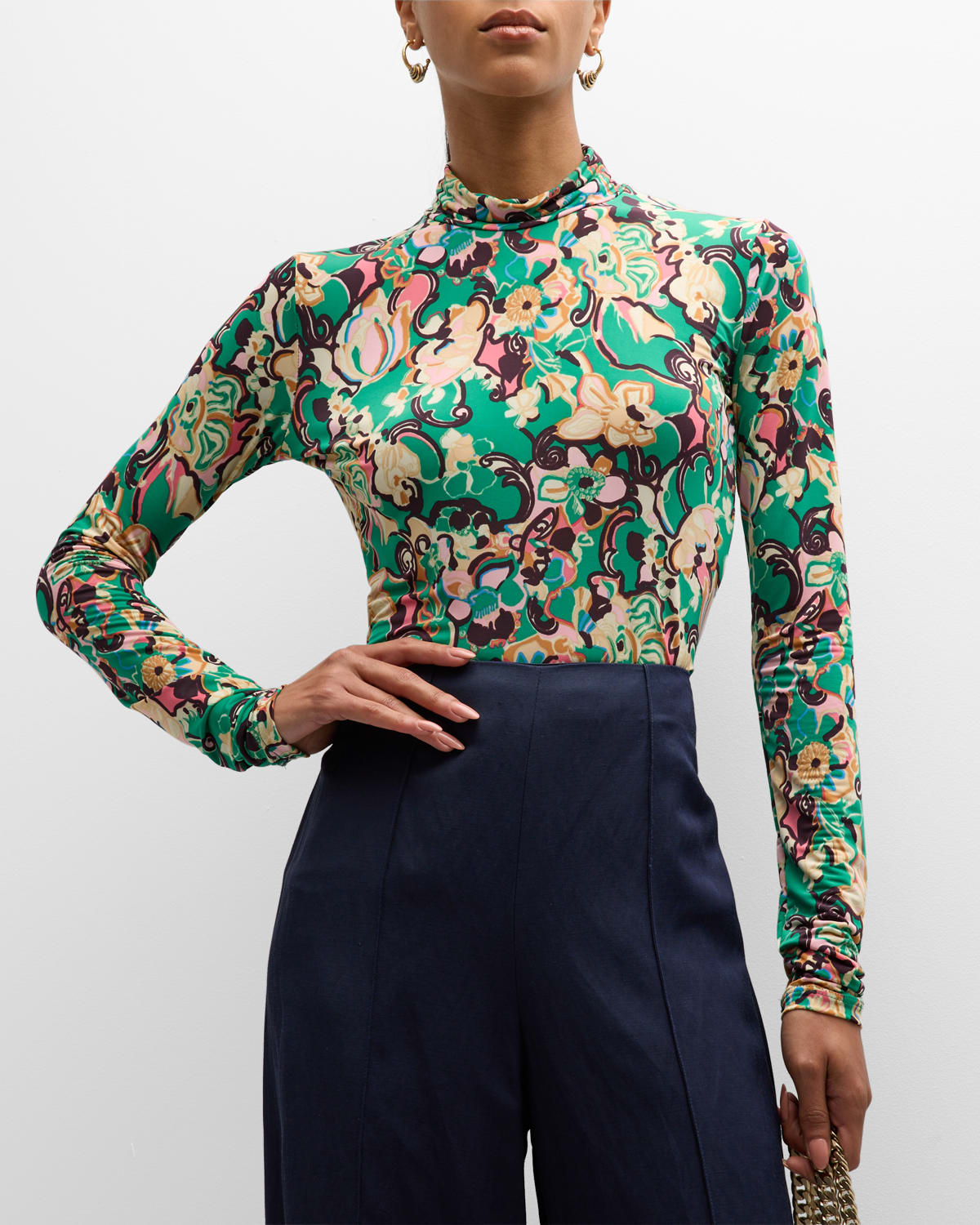 James Floral Mock-Neck Top