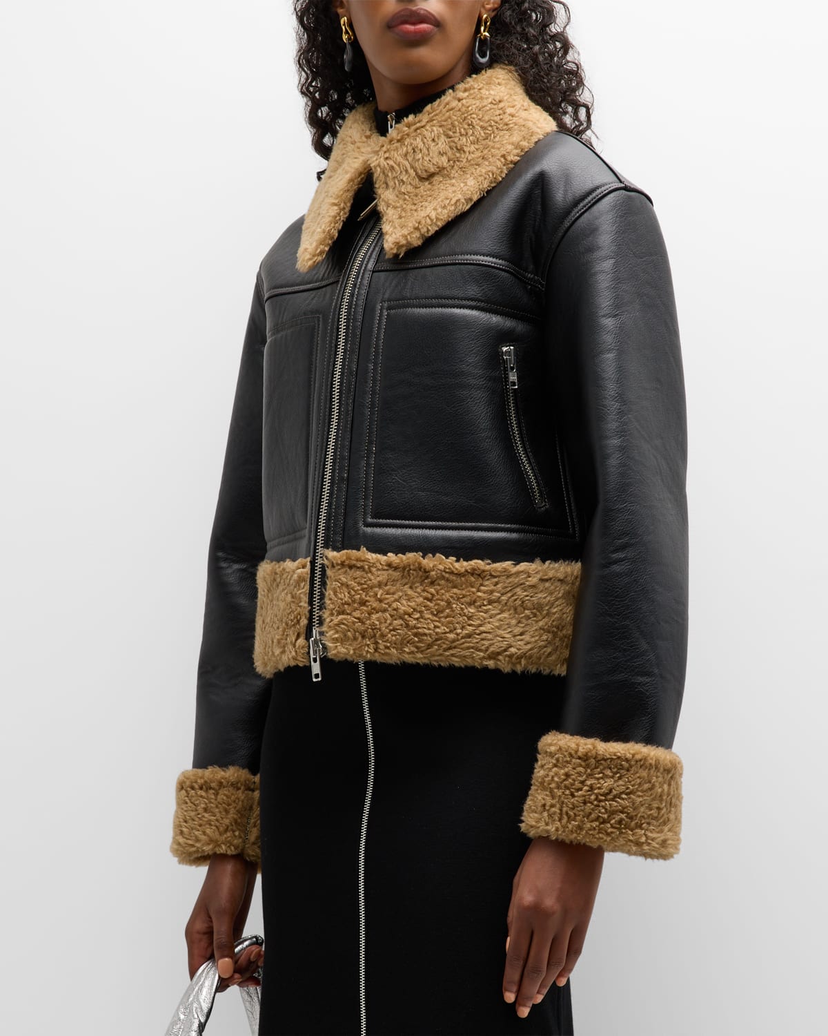 Shop A.l.c Aspen Faux-leather Jacket In Blackbrow