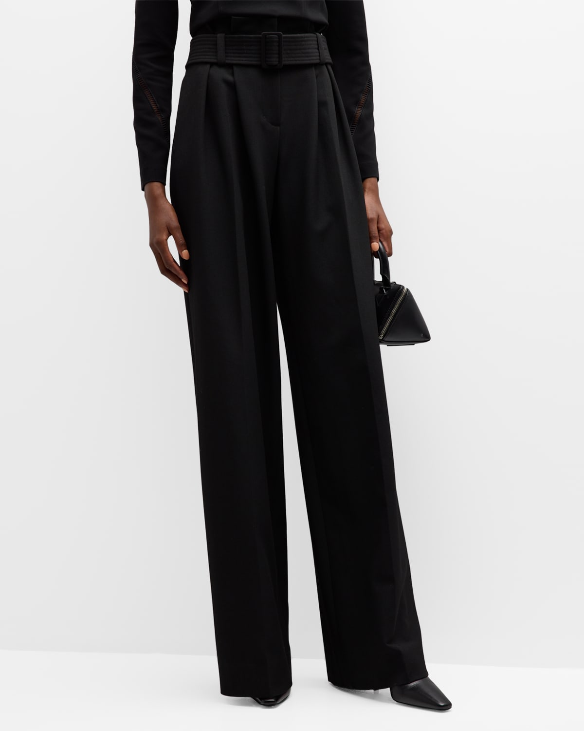 A.L.C SHAYNA PLEATED WIDE-LEG TROUSERS WITH BELT