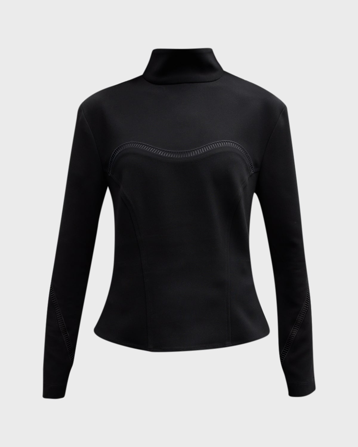 Shop A.l.c Holly Open-stitch Long Sleeve Top In Black