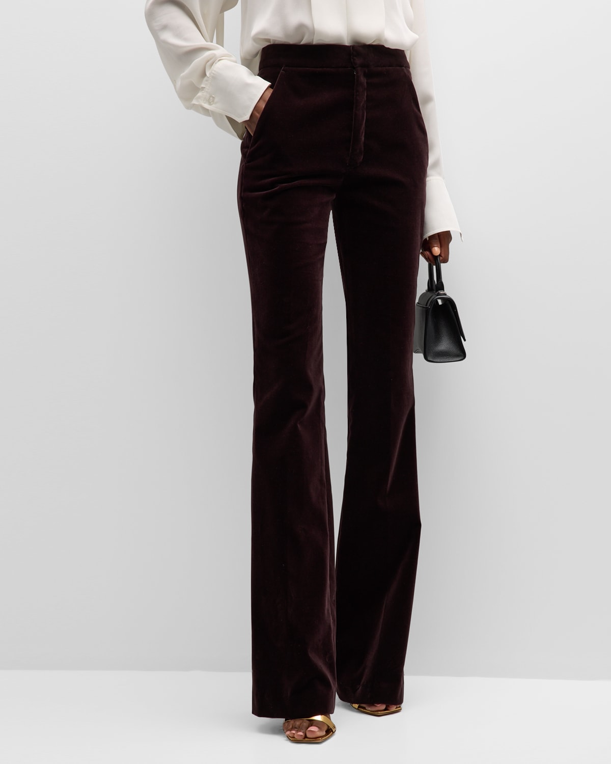 A.l.c Sophie Ii Mid-rise Straight Velvet Pants In Chocolate Plum