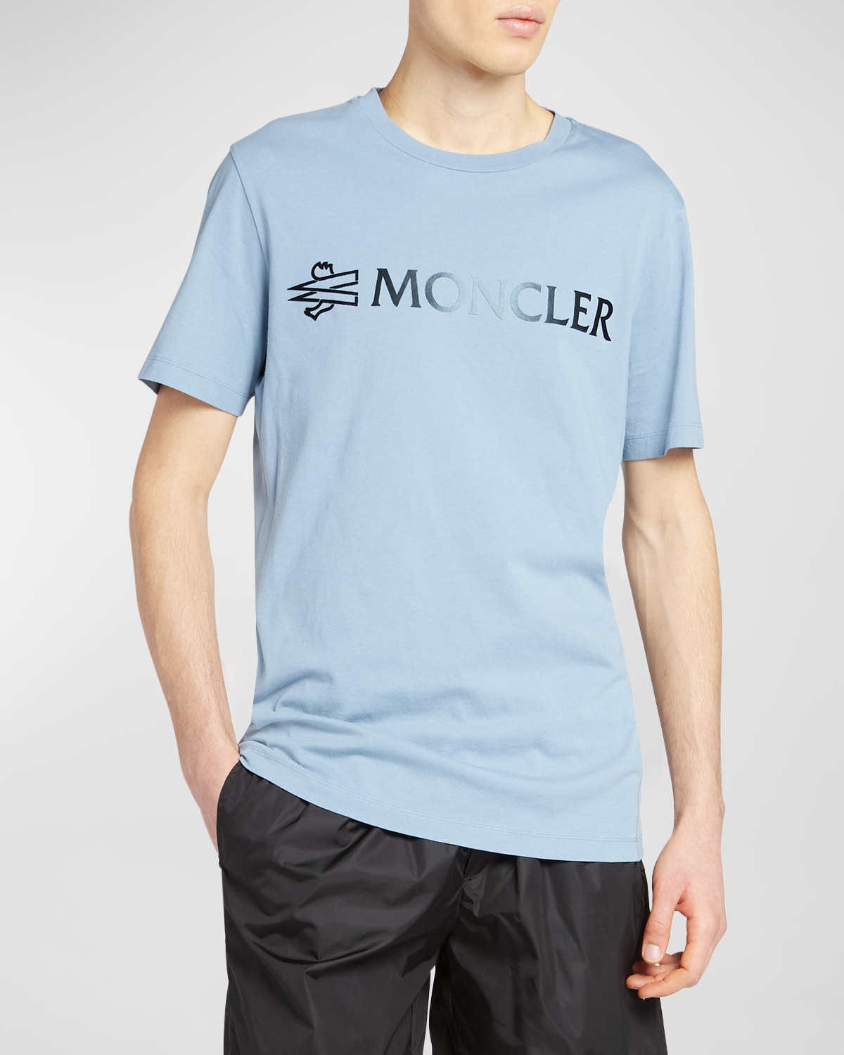 Moncler Men's Degrade Felt Logo T-shirt In Black