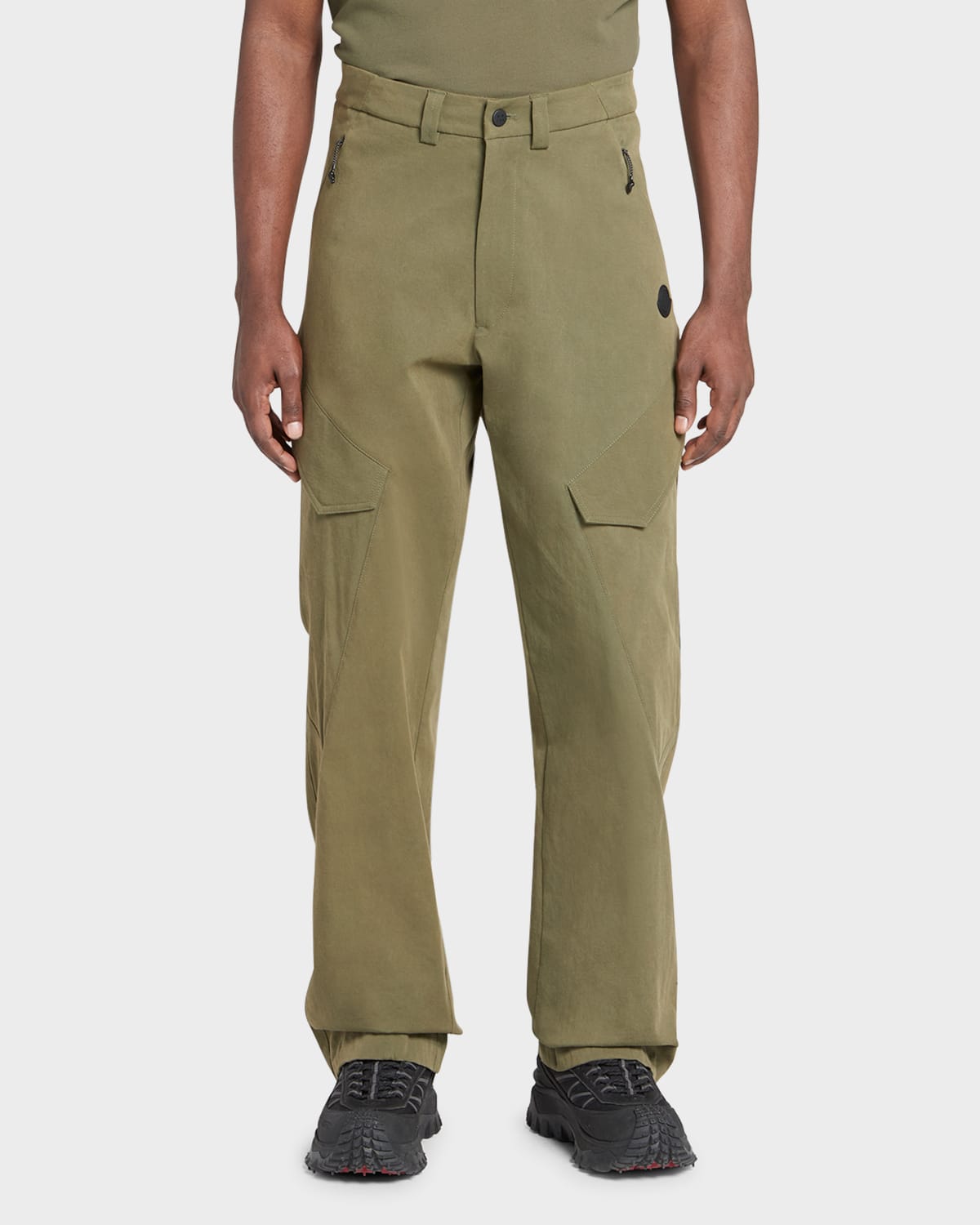 Moncler Men's Gabardine Cargo Trousers In Dark Green