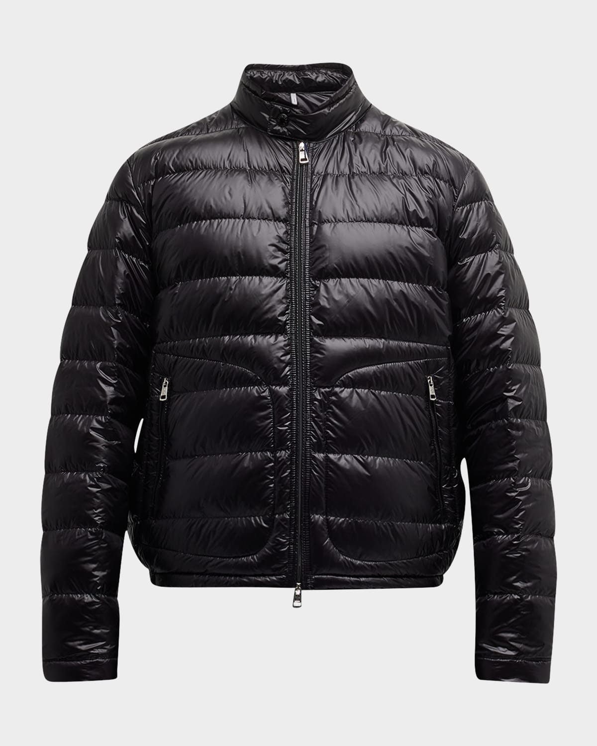 Moncler Men's Acorus Nylon Puffer Moto Jacket In Black | ModeSens