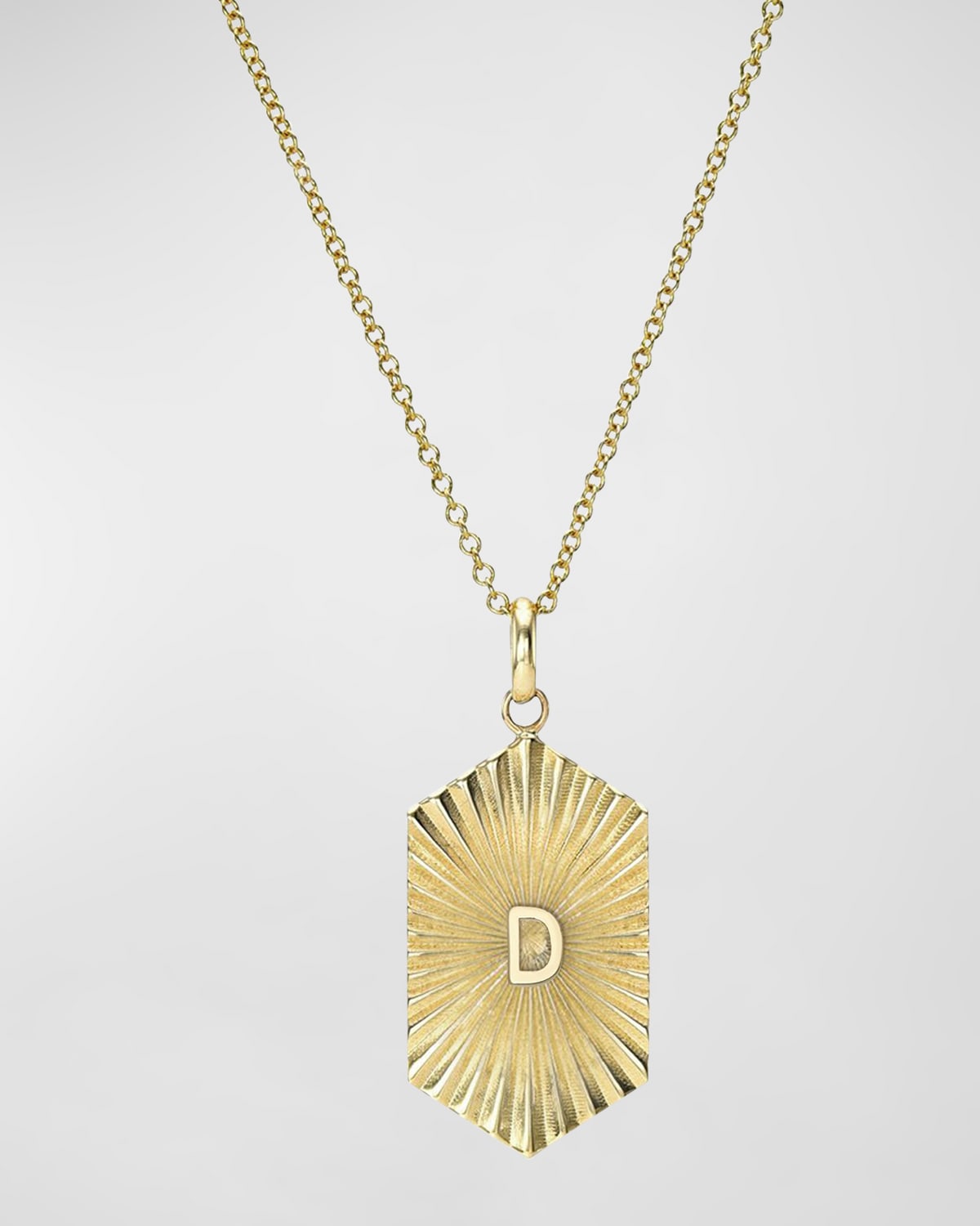 Zoe Lev Jewelry 14k Gold Pleated Shield With Initial Necklace In D