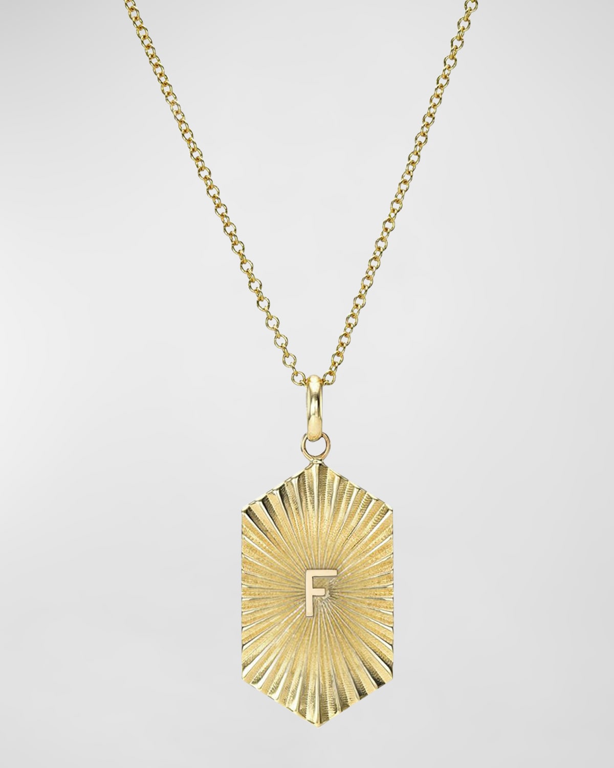 Zoe Lev Jewelry 14k Gold Pleated Shield With Initial Necklace In F