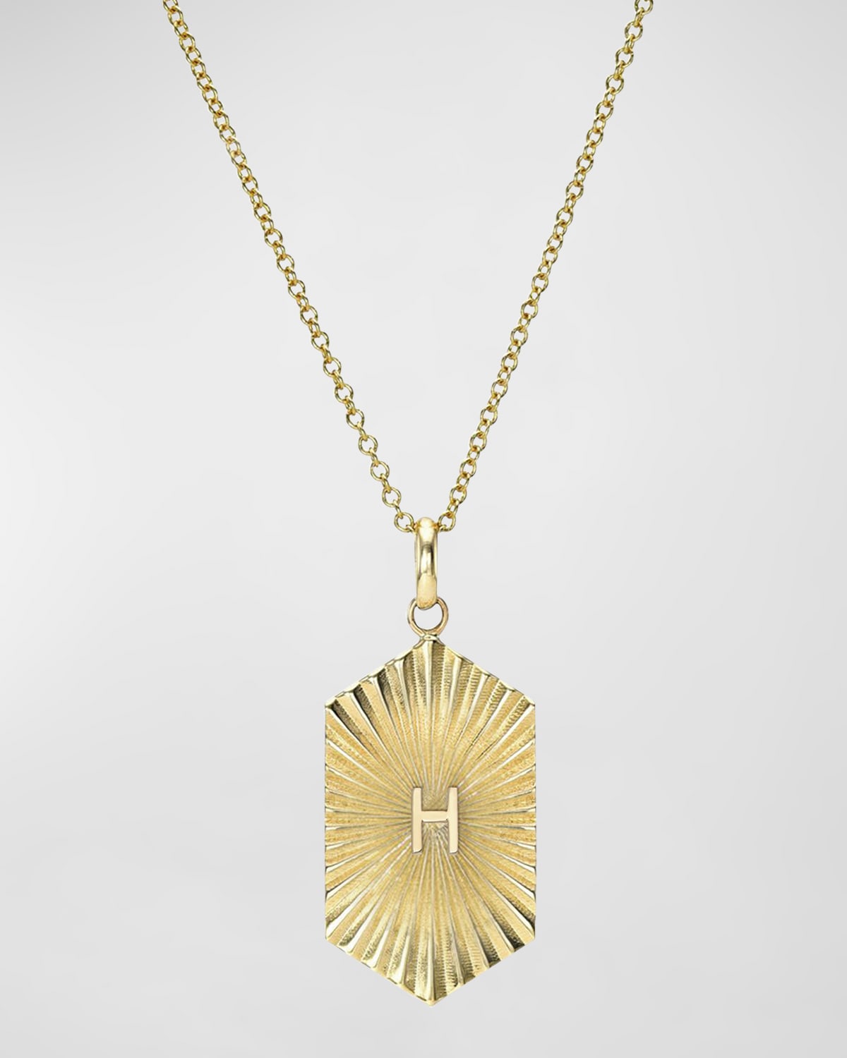 Zoe Lev Jewelry 14k Gold Pleated Shield With Initial Necklace In H