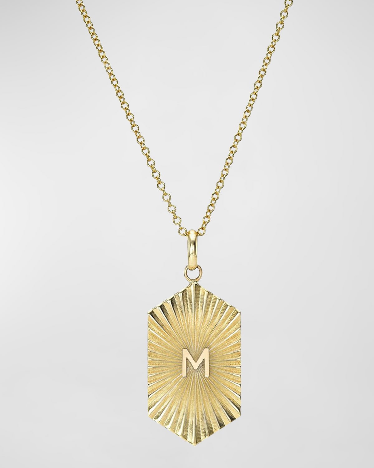 Zoe Lev Jewelry 14k Gold Pleated Shield With Initial Necklace In M