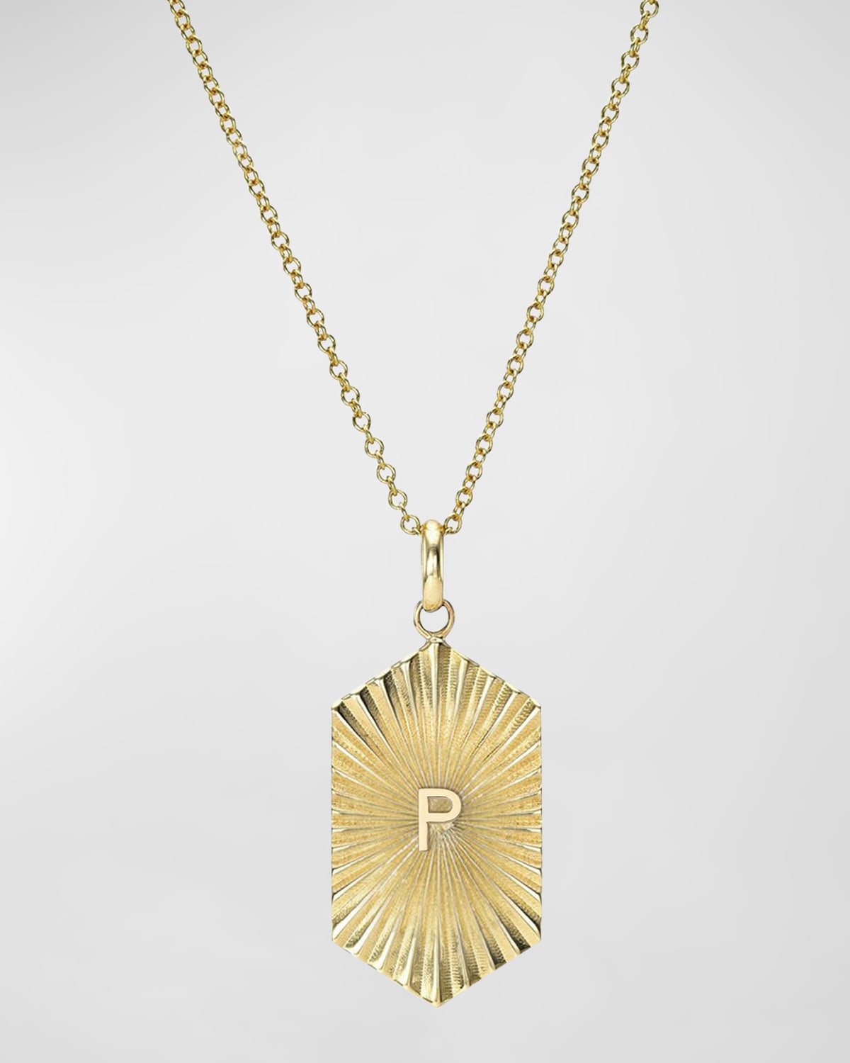 Zoe Lev Jewelry 14k Gold Pleated Shield With Initial Necklace