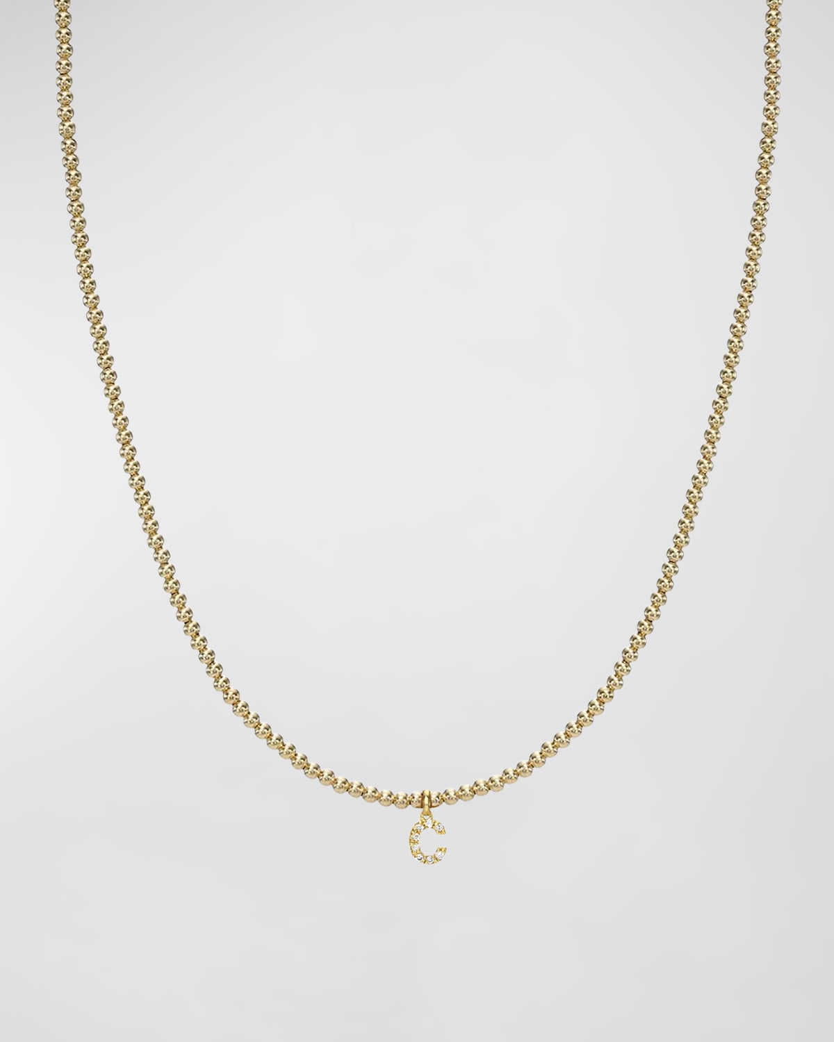 Zoe Lev Jewelry 14k Gold Mini Diamond Initial Bead Necklace In C