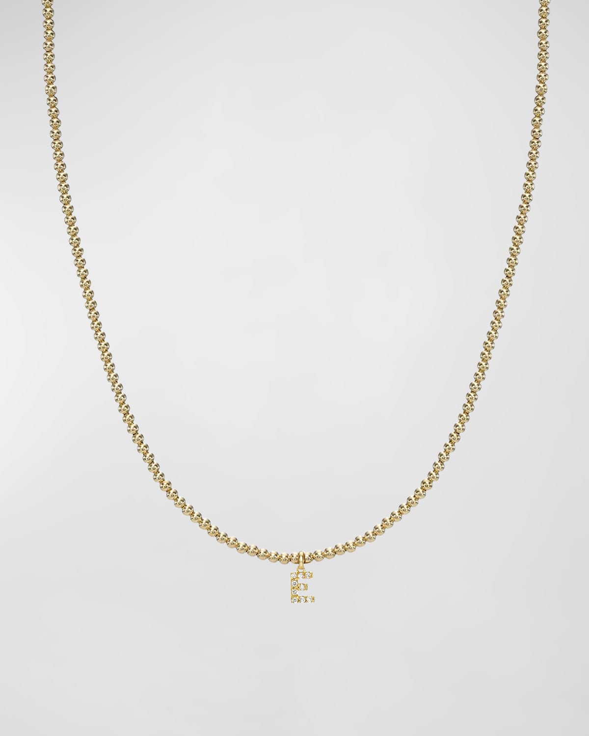Zoe Lev Jewelry 14k Gold Mini Diamond Initial Bead Necklace In E