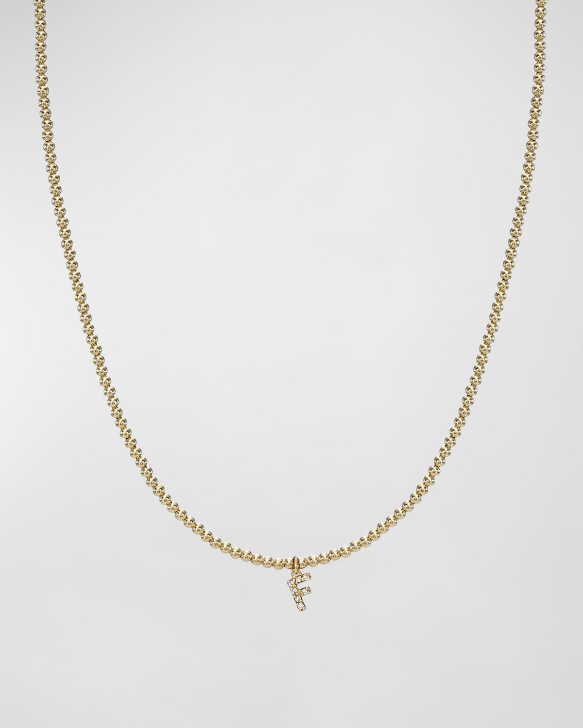 Zoe Lev Jewelry 14k Gold Mini Diamond Initial Bead Necklace In F