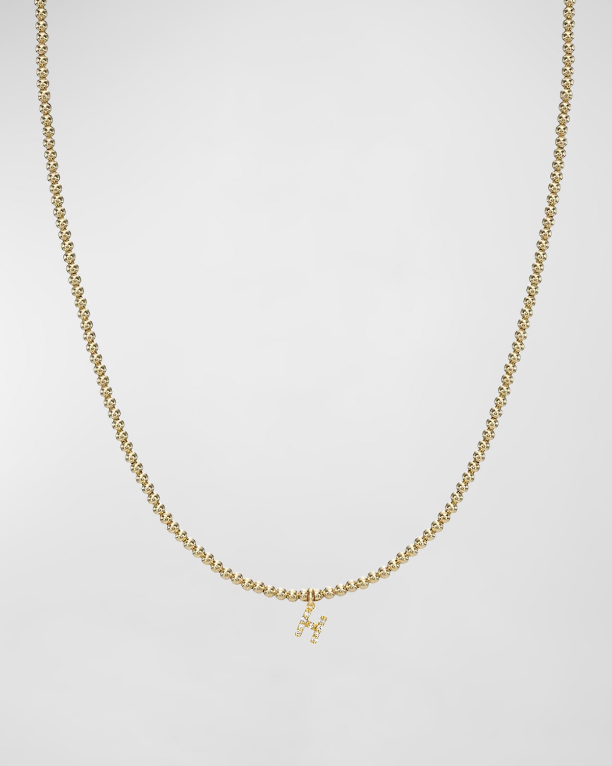 Zoe Lev Jewelry 14k Gold Mini Diamond Initial Bead Necklace In H